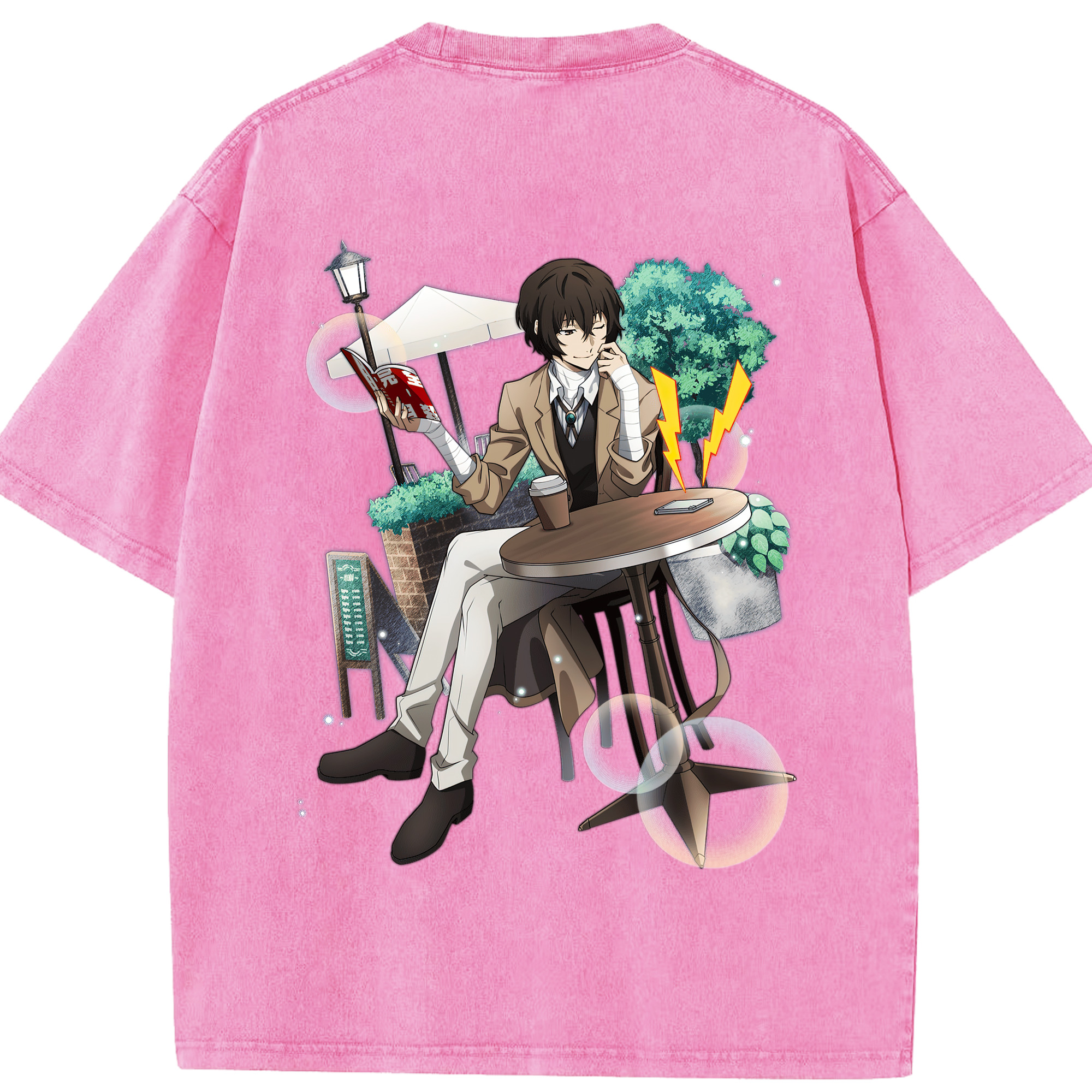 （画像用） 文豪ストレイドッグス Bungo Stray Dogs 綿100% ヴィンテージ風 半袖Tシャツ（背面プリント）